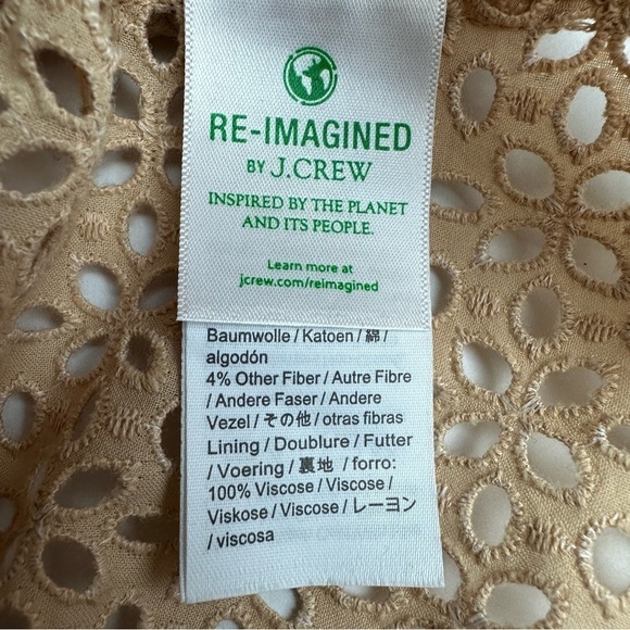 J. Crew Eyelet Puff Sleeve Blouse Tan Women's size 2 Shirt Sandy Beach Tan NEW - Picture 4 of 5